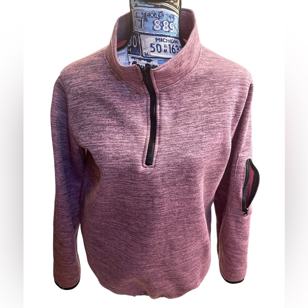 Pink & black 3/4 zip pullover sweater size L